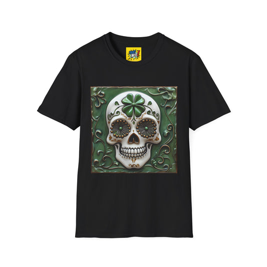 St. Patrick's Sugar Skull themed Unisex Soft-style Tee - 11