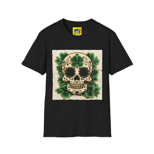 St. Patrick's Sugar Skull themed Unisex Soft-style Tee - 05