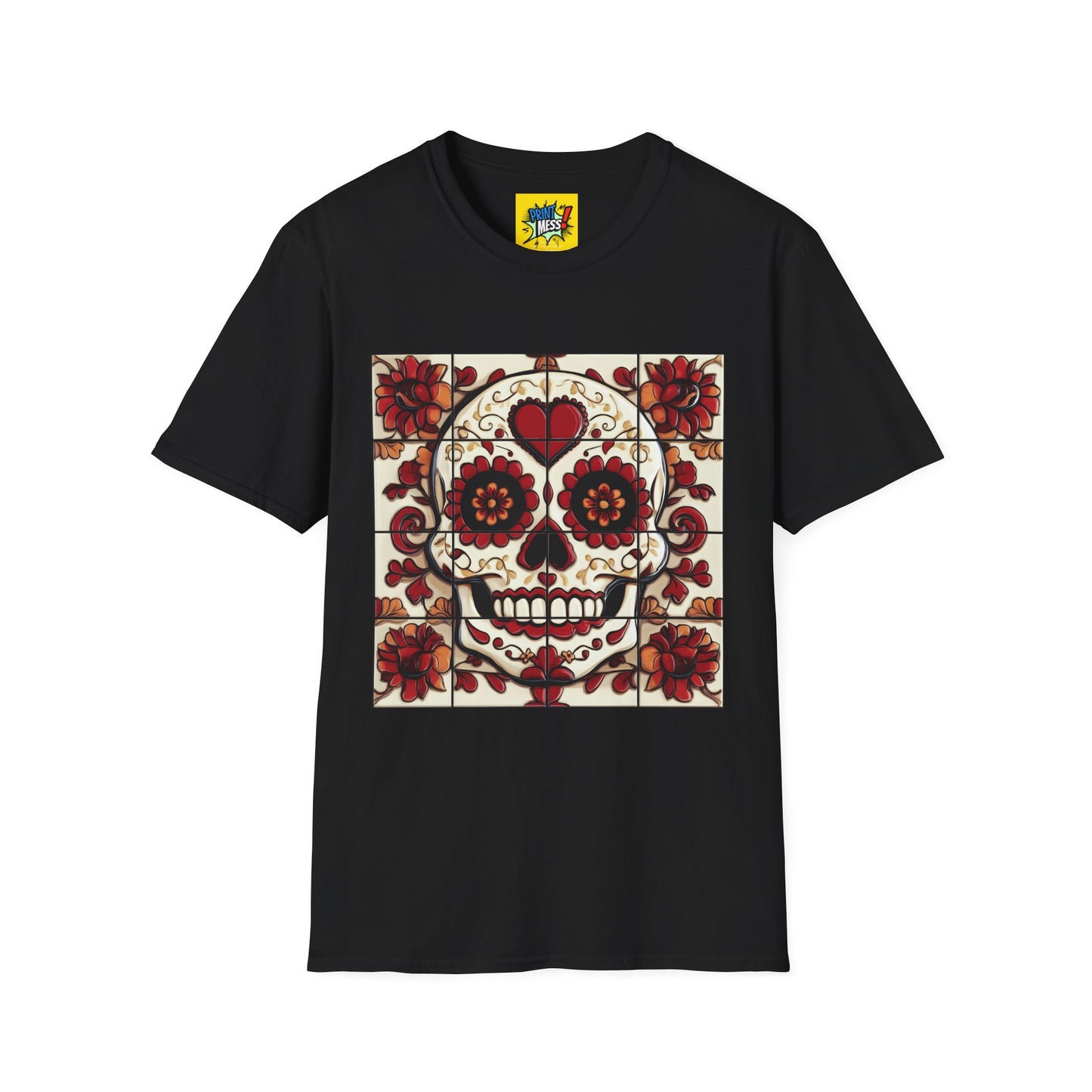 Valentine's Sugar Skull themed Unisex Soft-style Tee - 02