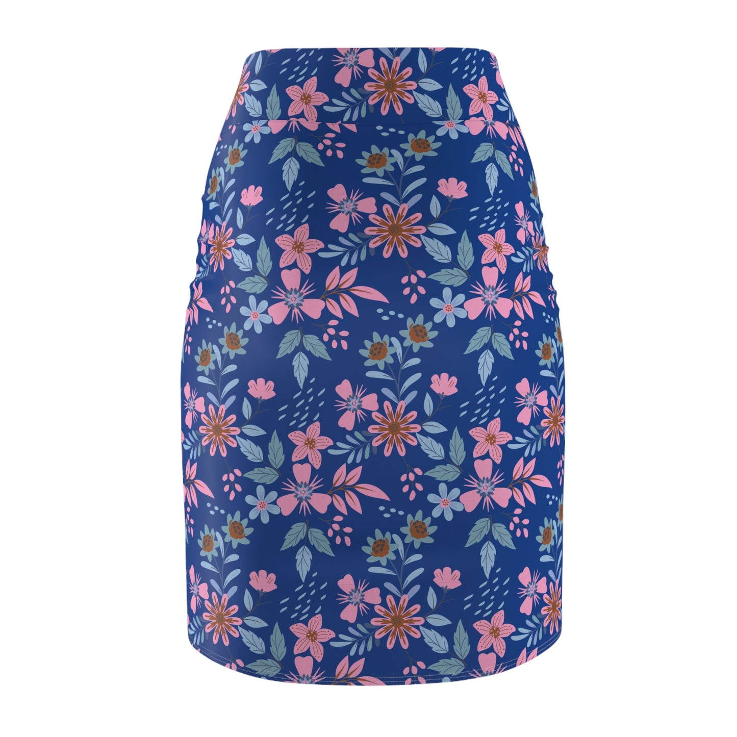 Women's Pencil Skirt - Floral - Blue