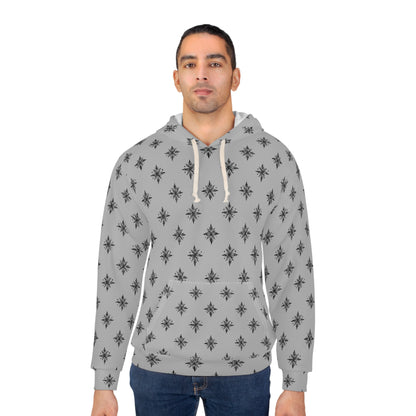 Unisex Pullover Hoodie Geometric Snowflake 001 Light Grey