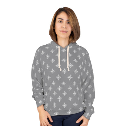 Unisex Pullover Hoodie Geometric Snowflake 002 Grey