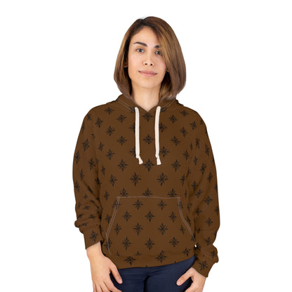 Unisex Pullover Hoodie Geometric Snowflake 001 Brown