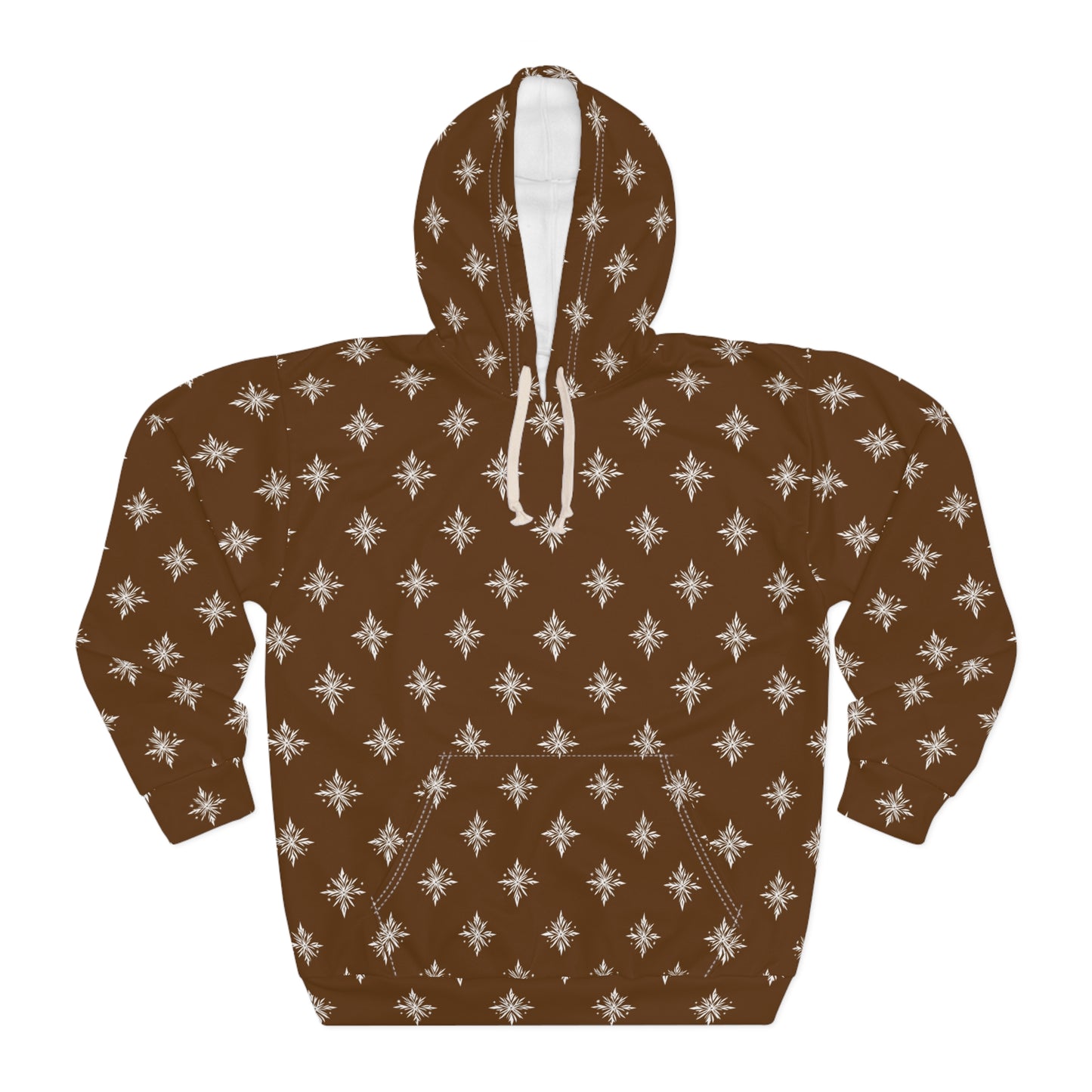 Unisex Pullover Hoodie Geometric Snowflake 002 Brown