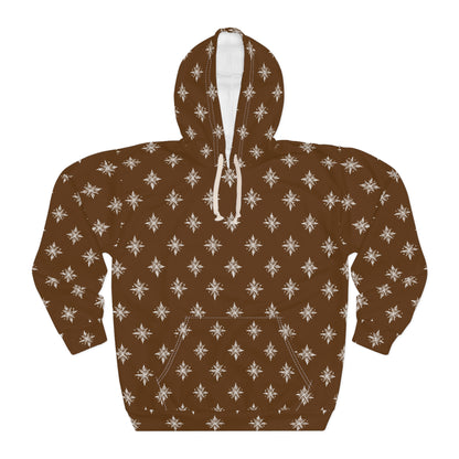 Unisex Pullover Hoodie Geometric Snowflake 002 Brown