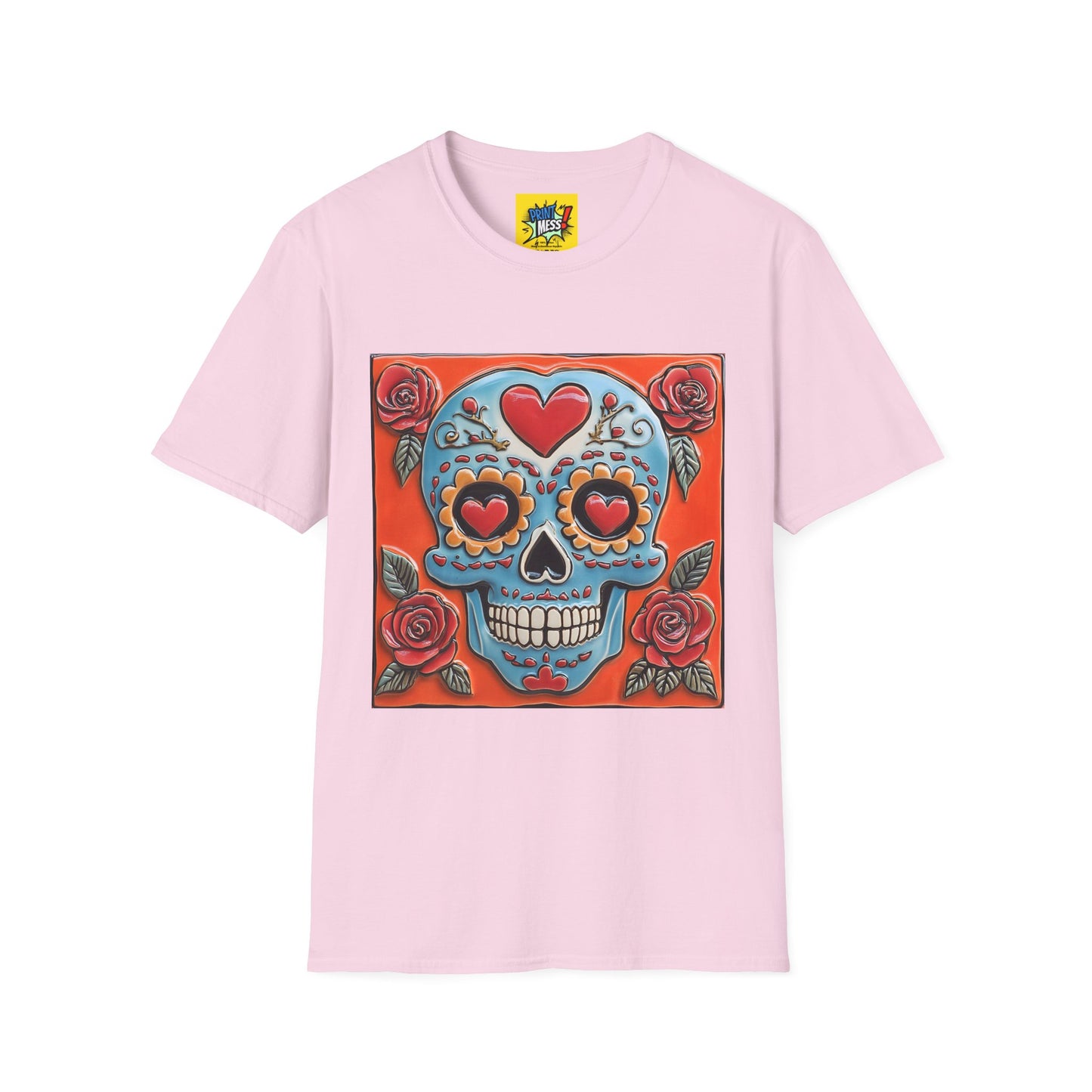 Valentine's Sugar Skull themed Unisex Soft-style Tee - 12