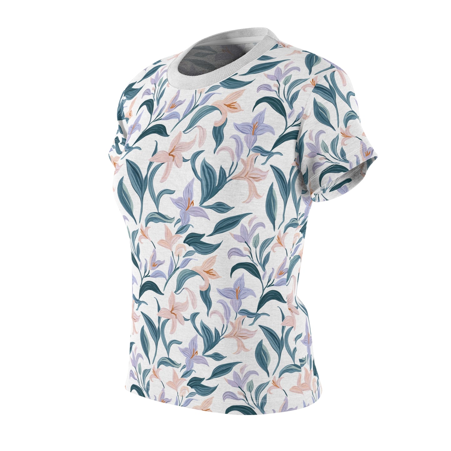 Women's Cut & Sew Tee - Flower Bloom Print - White