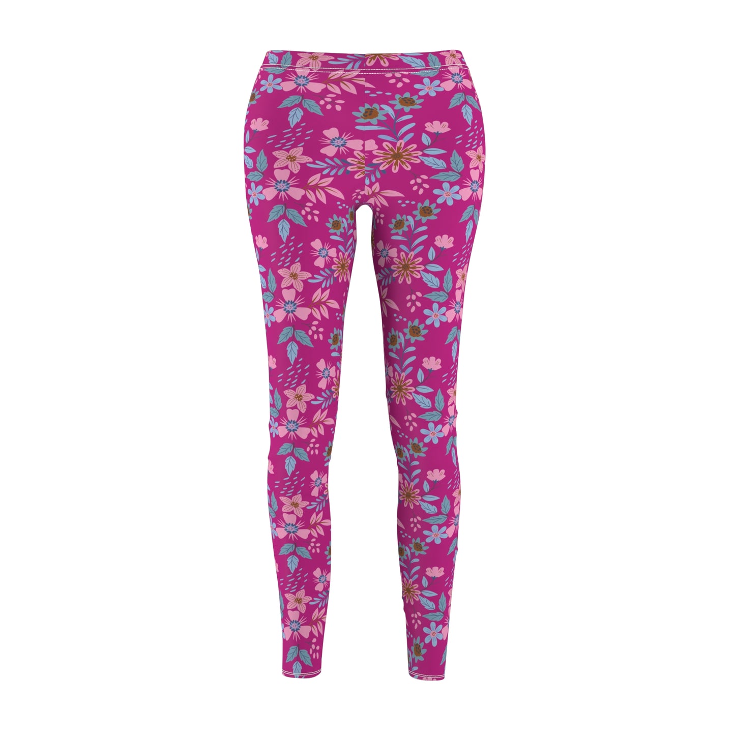 Women's Cut & Sew Casual Leggings - Floral - Pink