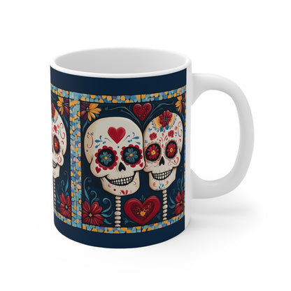 Valentines Day Sugar Skull Mug 11oz Day of the Dead Gothic Cozy Kitchen Decor 05