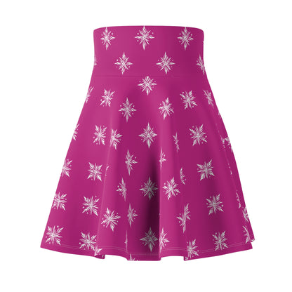 Women's Skater Skirt Geometric Snowflake Pink