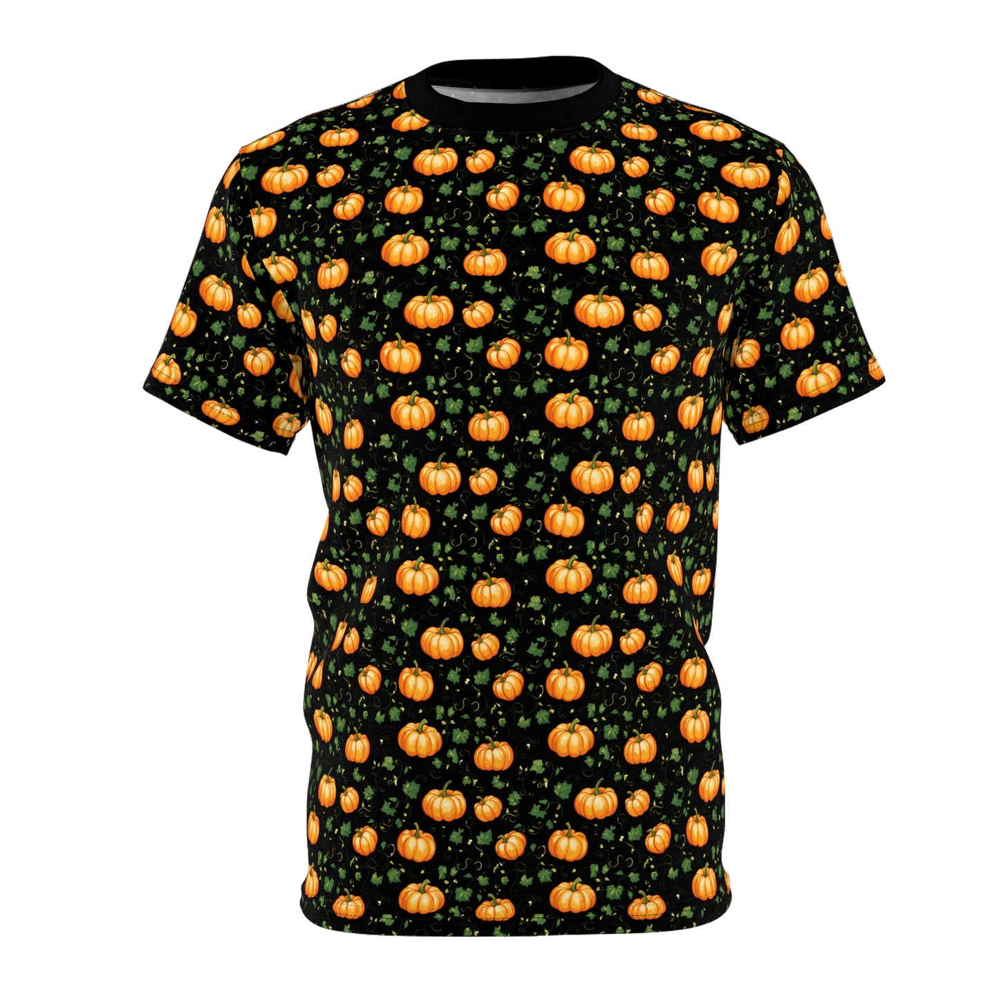 Unisex Cut & Sew Tee Fall Pumpkin with Vines