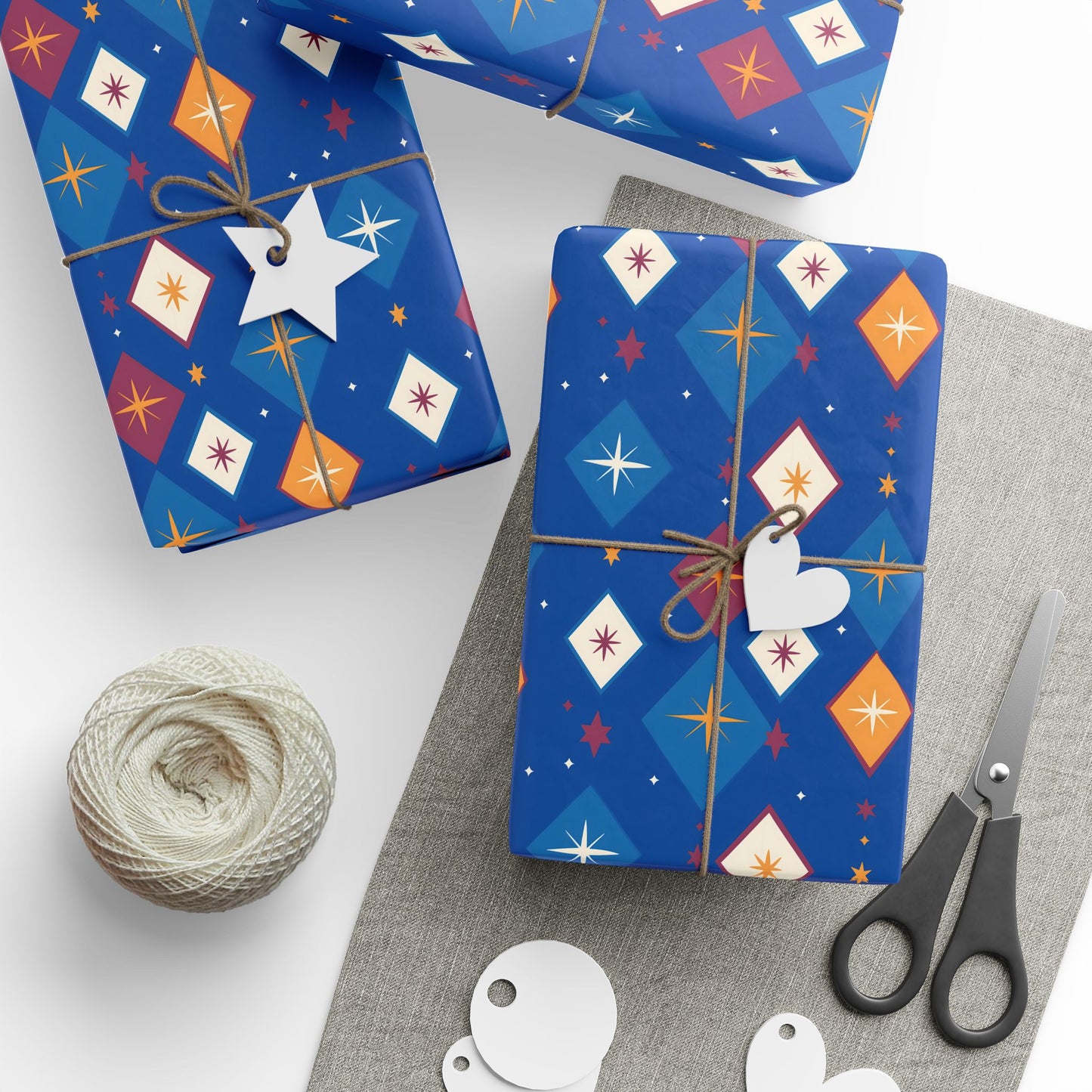 Wrapping Papers Christmas Diamond Stars Blue