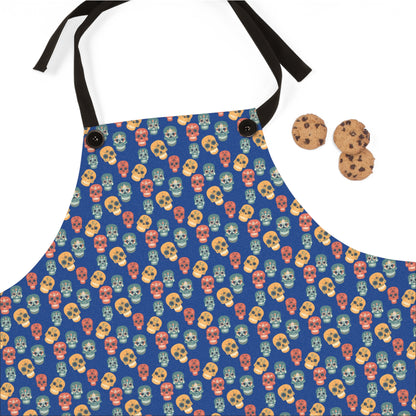 Sugar Skull Apron 03 - Day of the Dead Dia de Los Muertos Kitchen Cooking Chef Gift, Halloween Costume, Mexican Fiesta, Skull Lover, Gothic