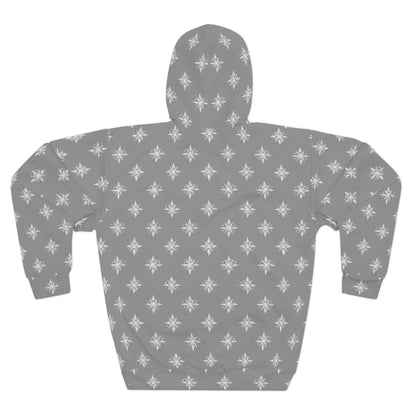 Unisex Pullover Hoodie Geometric Snowflake 002 Grey