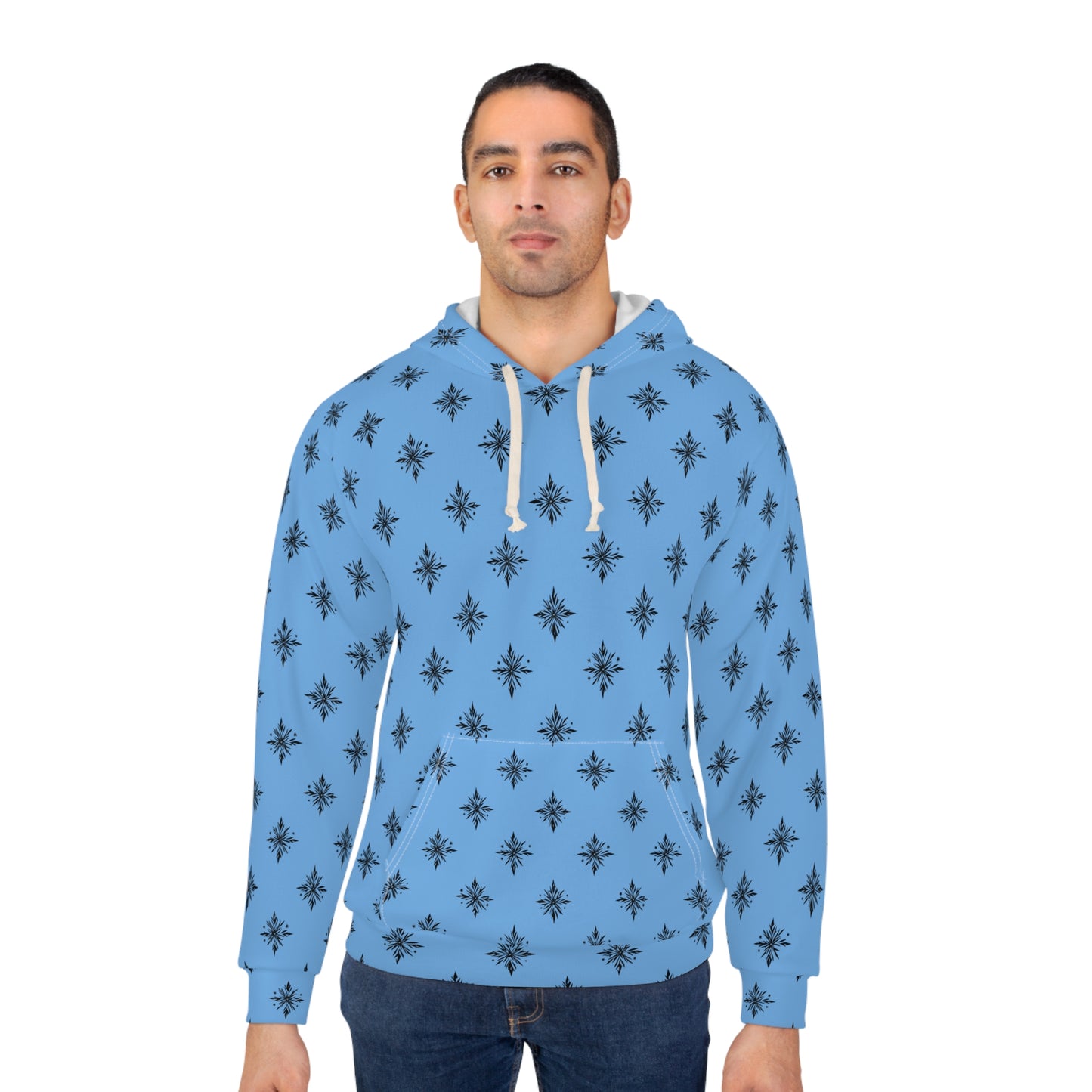 Unisex Pullover Hoodie Geometric Snowflake 001 Light Blue