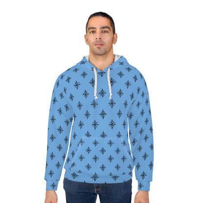 Unisex Pullover Hoodie Geometric Snowflake 001 Light Blue