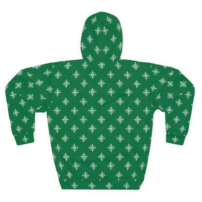 Unisex Pullover Hoodie Geometric Snowflake 002 Dark Green