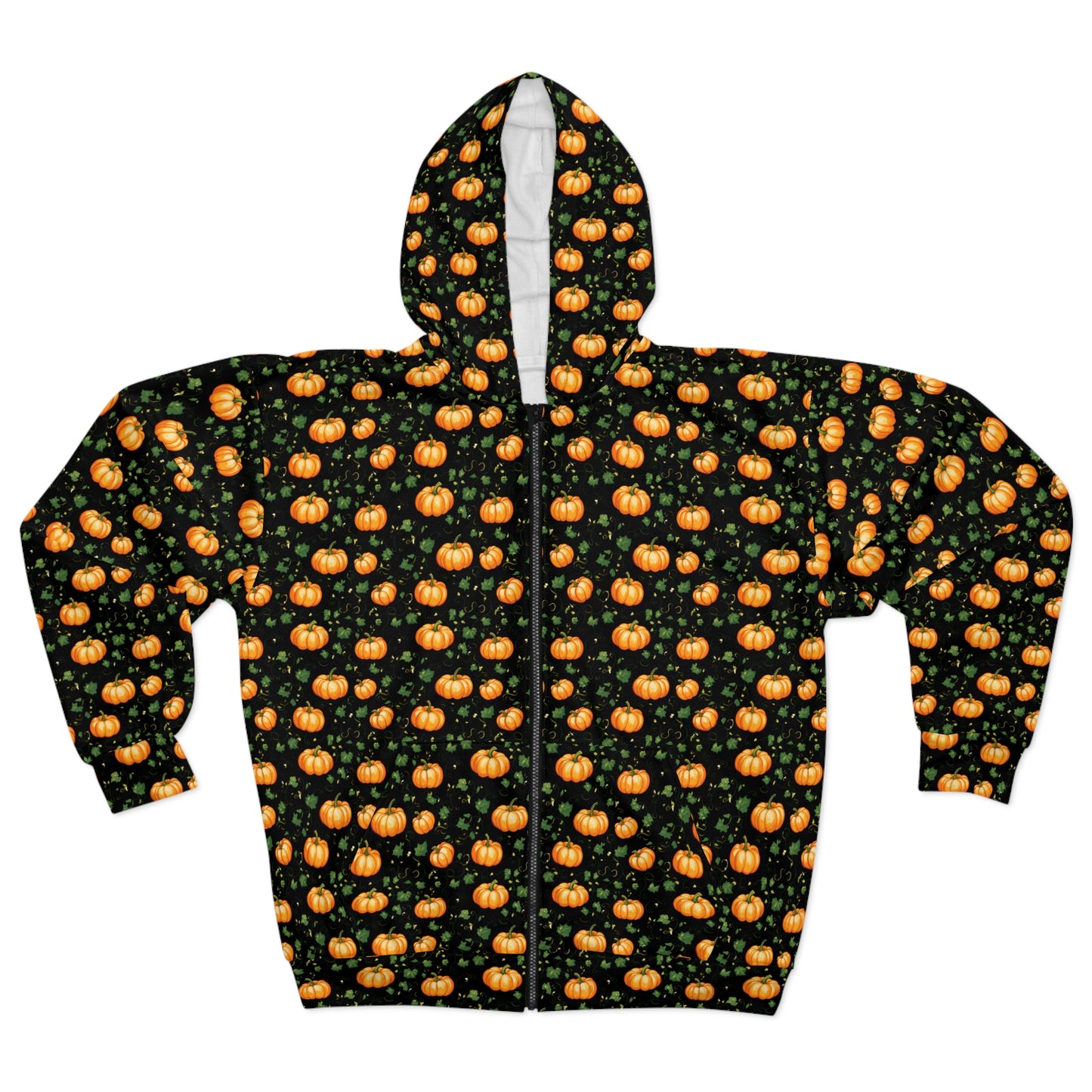 Unisex Zip Hoodie Fall Pumpkin with Vines