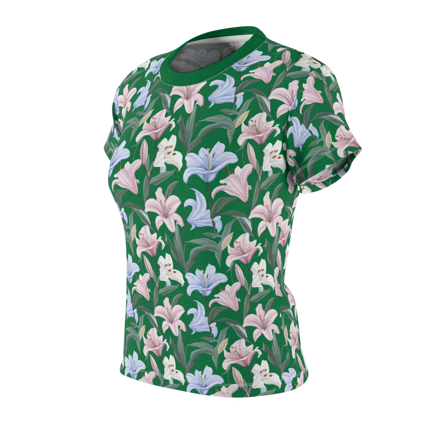 Women's Cut & Sew Tee - Flower Floret Print - Green