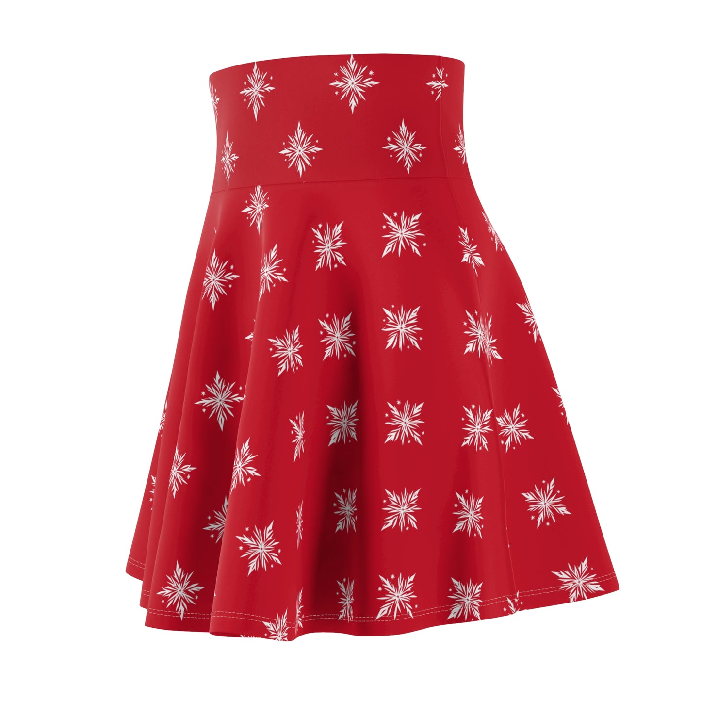 Women's Skater Skirt Geometric Snowflake Dark Red