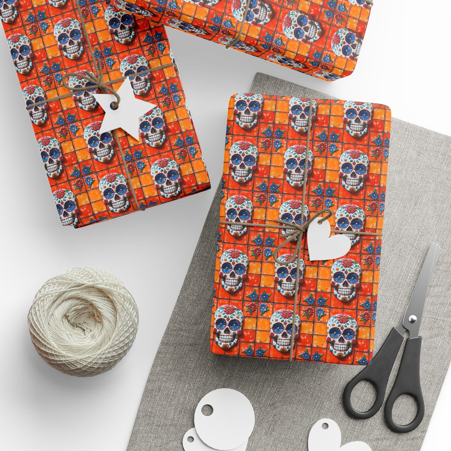 Wrapping Papers Day of the Dead Dia de Los Muertos - Sugar Skull Festive, Celebration Gift, 008