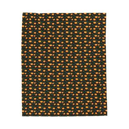 Velveteen Plush Blanket Fall Pumpkin with Vines