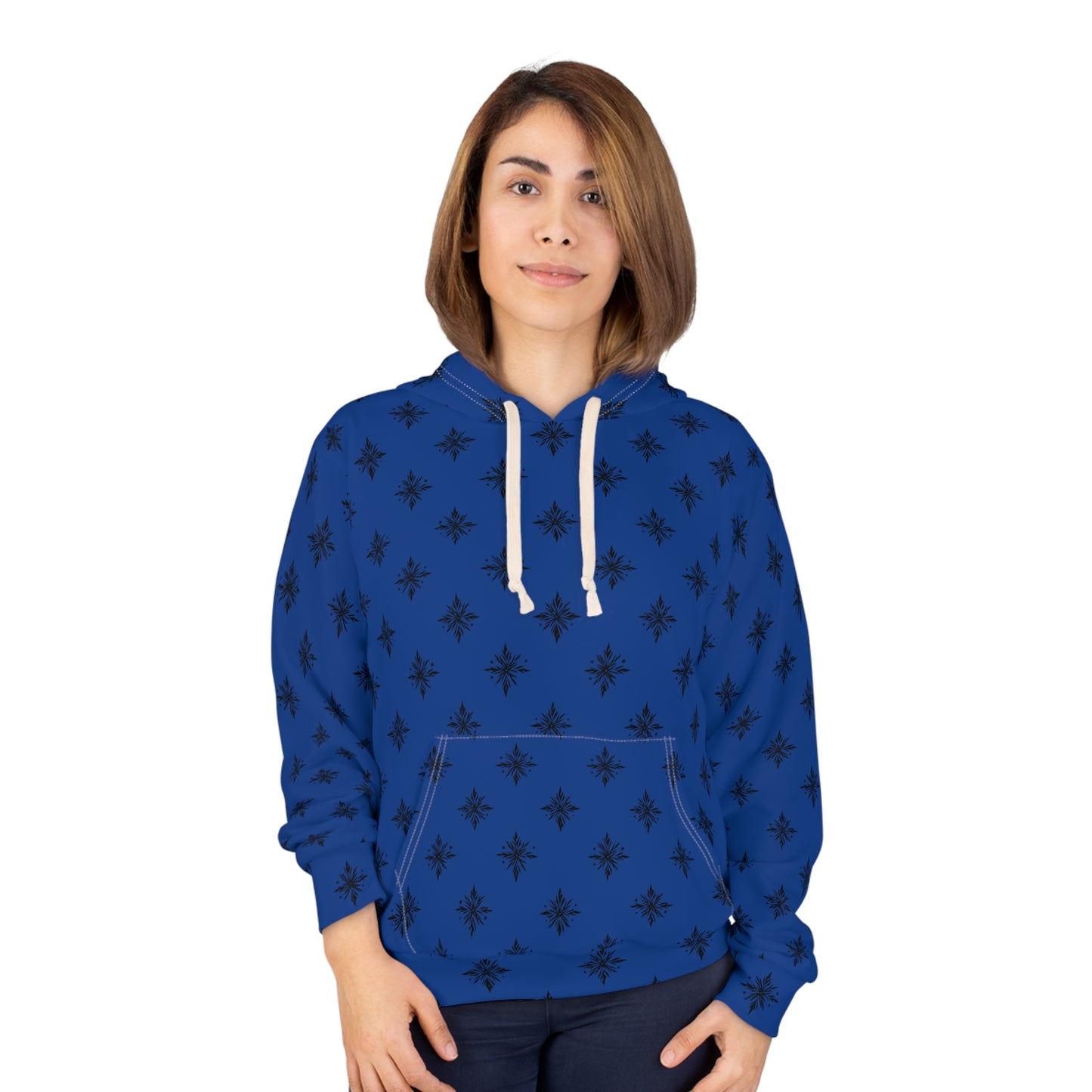 Unisex Pullover Hoodie Geometric Snowflake 001 Dark Blue