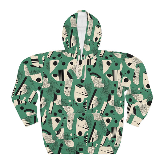 All-Over Print Unisex Pullover Hoodie Memphis 01 Grn Fashionable Custom Design