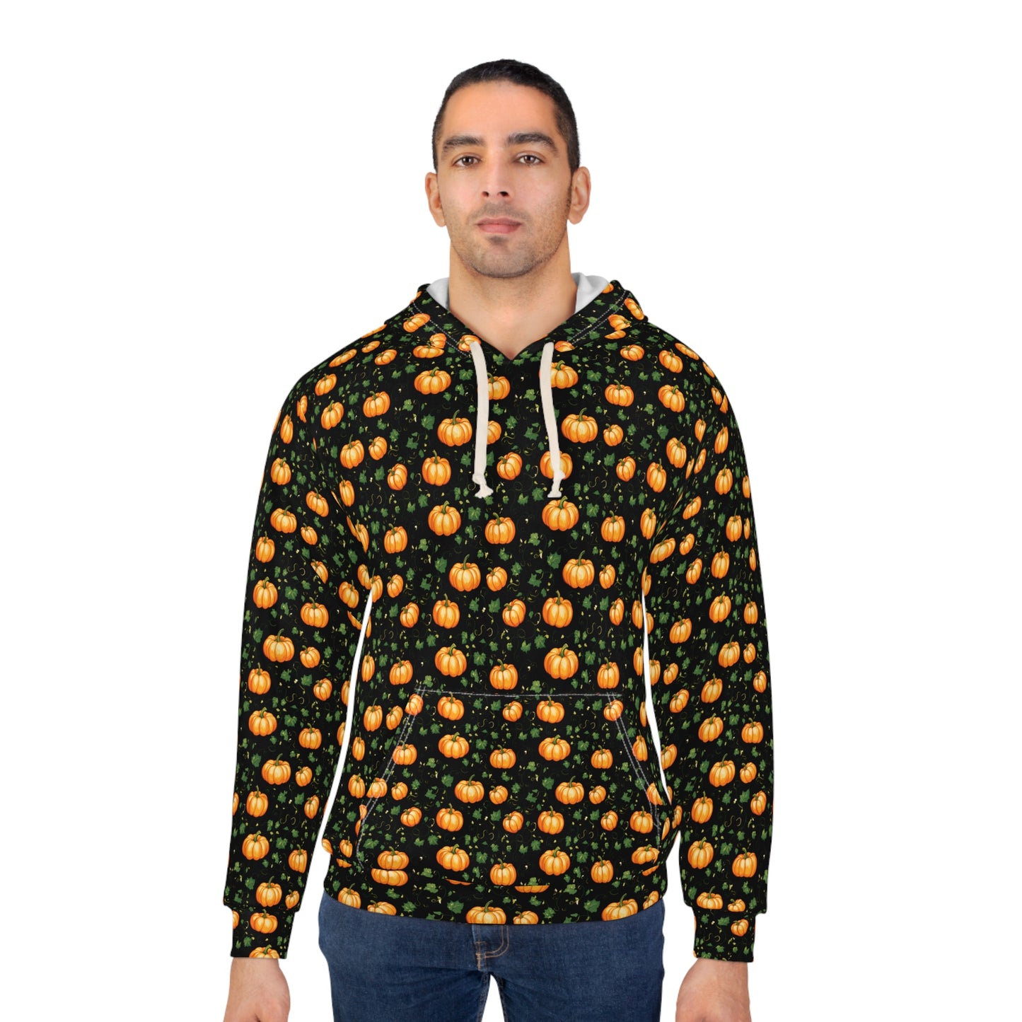 Unisex Pullover Hoodie Fall Pumpkin with Vines