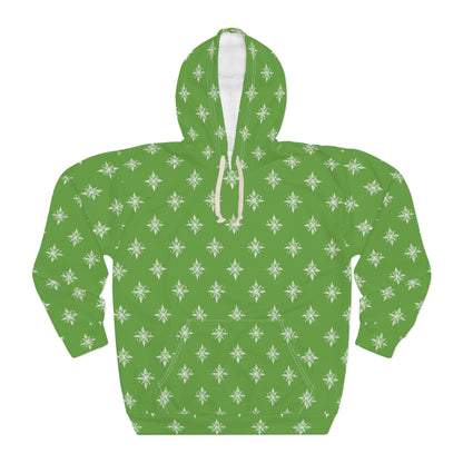 Unisex Pullover Hoodie Geometric Snowflake 002 Green