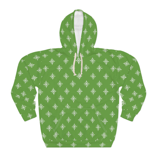 Unisex Pullover Hoodie Geometric Snowflake 002 Green