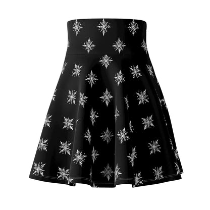 Women's Skater Skirt Geometric Snowflake Black