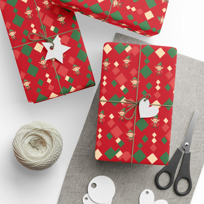 Wrapping Papers Christmas Elves Dance Red