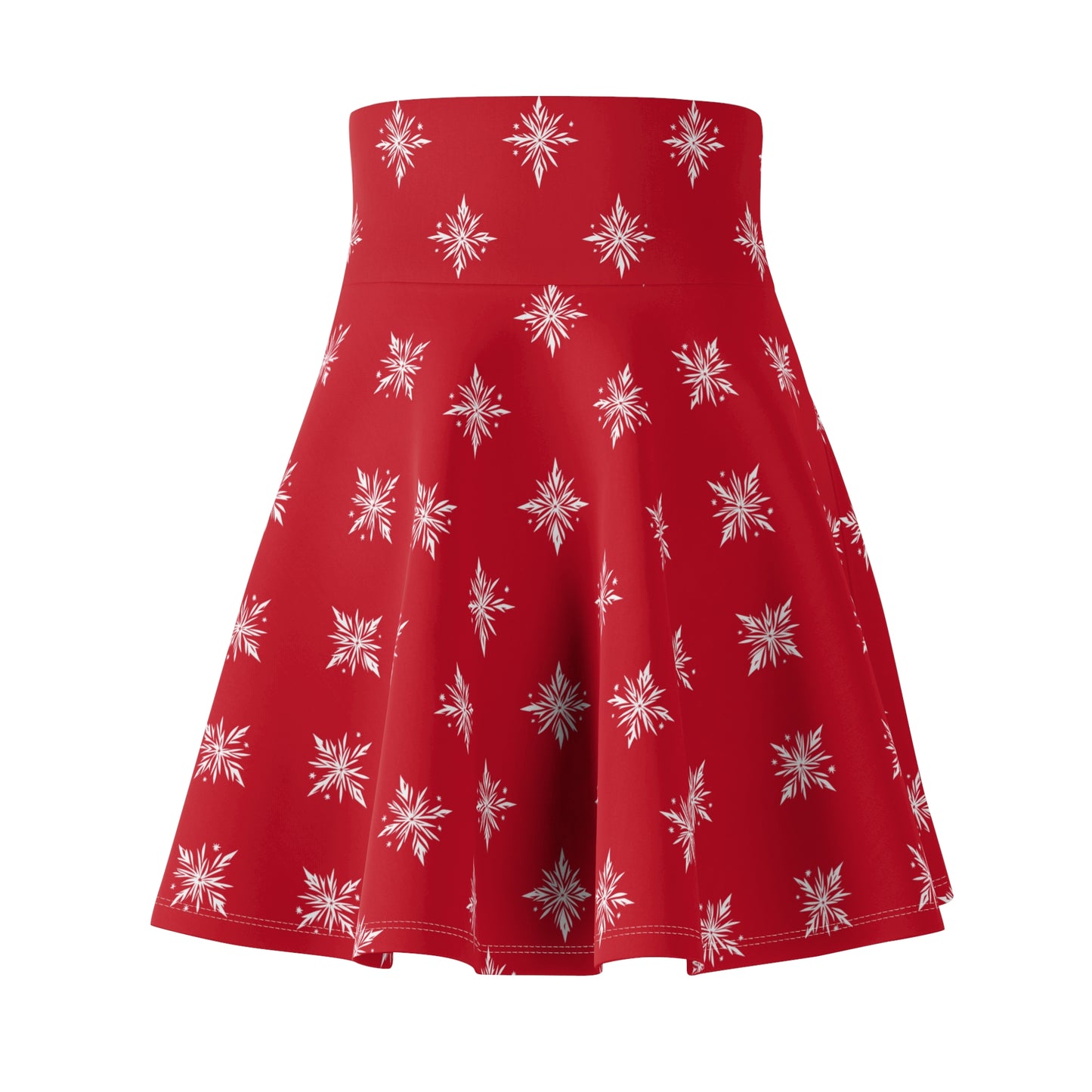 Women's Skater Skirt Geometric Snowflake Dark Red