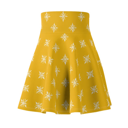 Women's Skater Skirt Geometric Snowflake Yellow