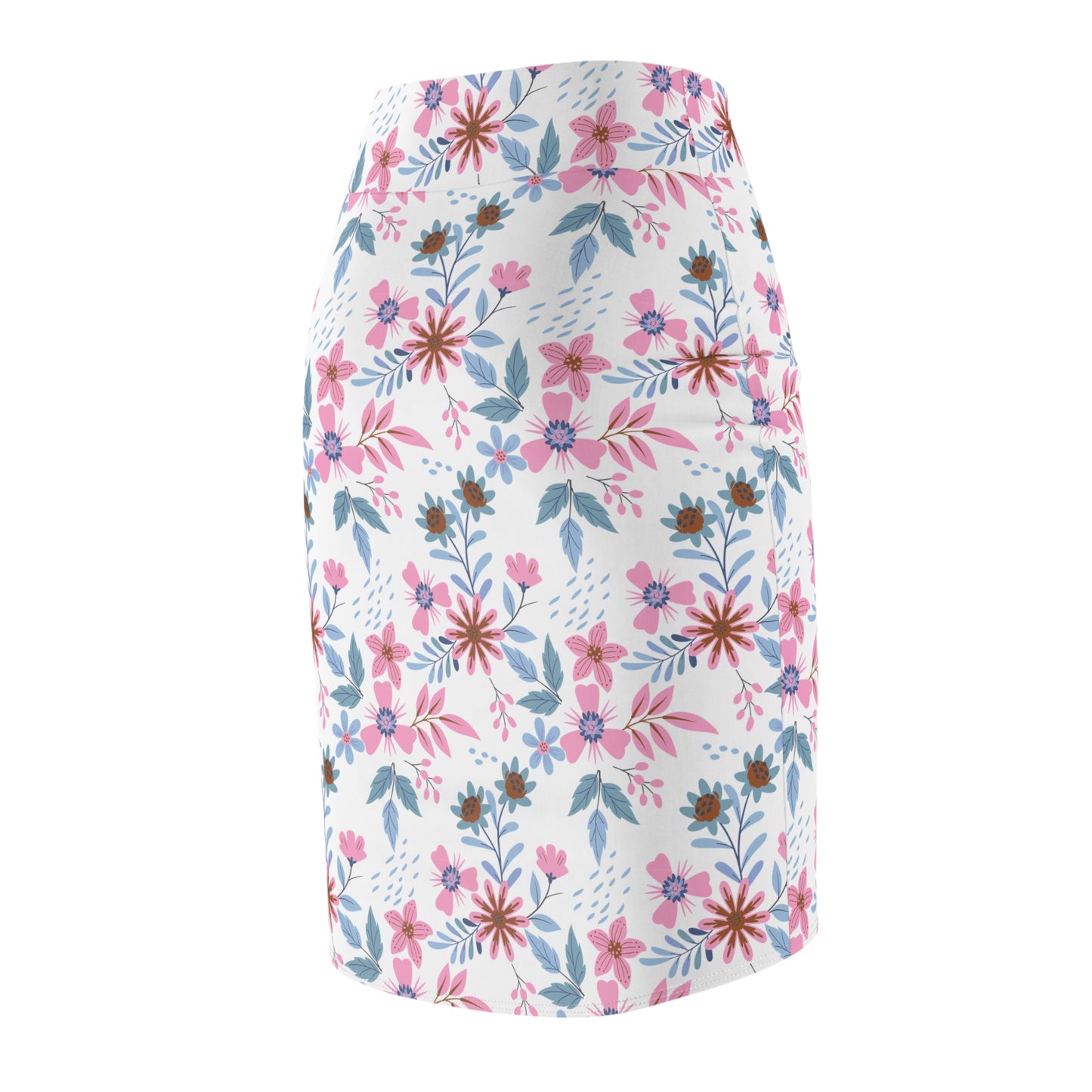 Women's Pencil Skirt - Floral - White