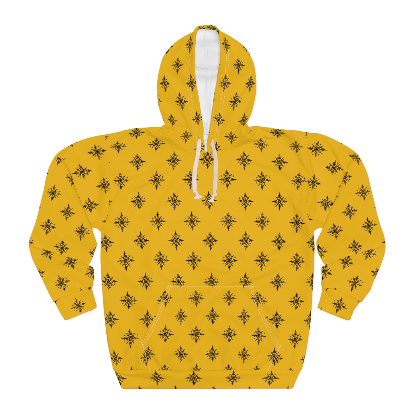 Unisex Pullover Hoodie Geometric Snowflake 001 Yellow