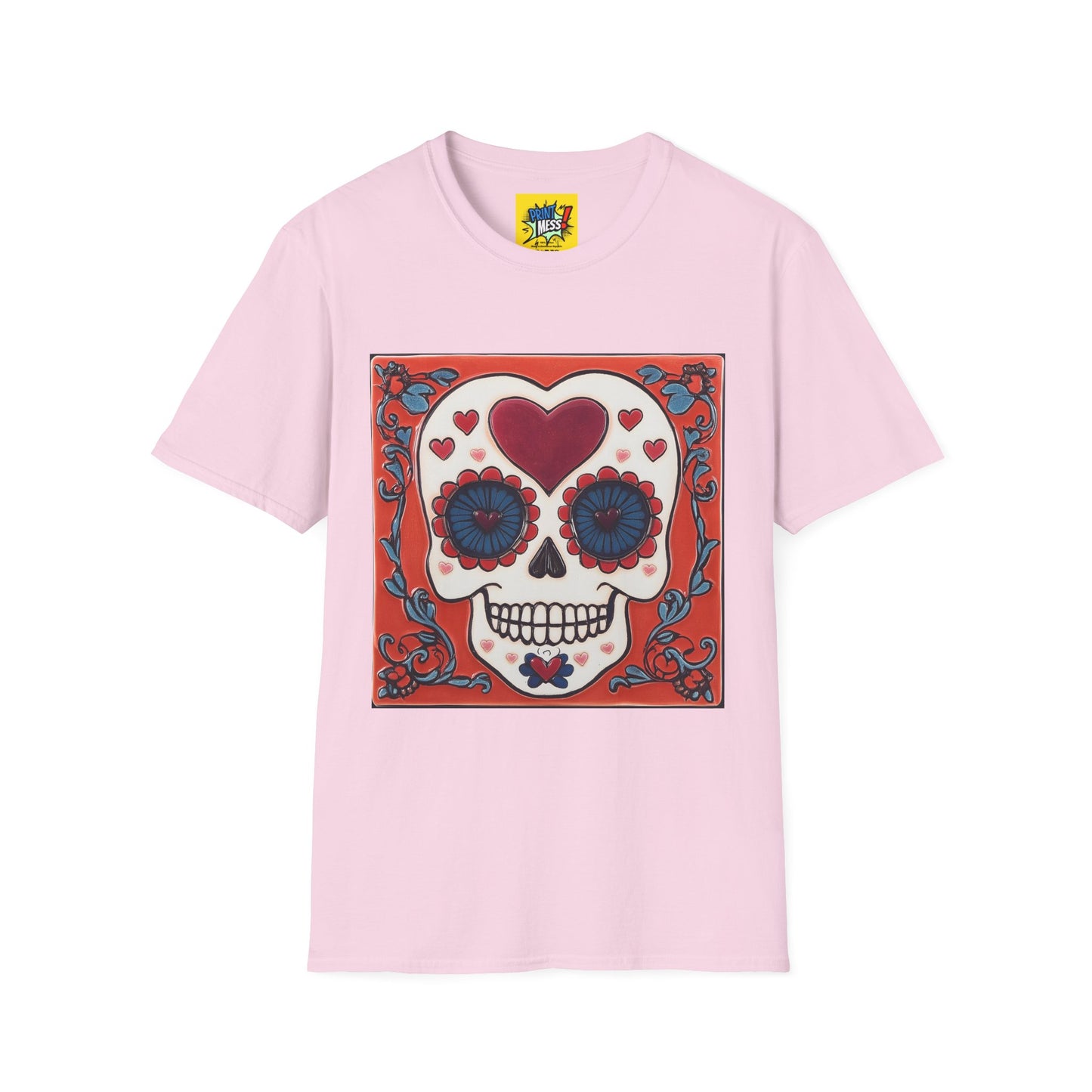 Valentine's Sugar Skull themed Unisex Soft-style Tee - 11