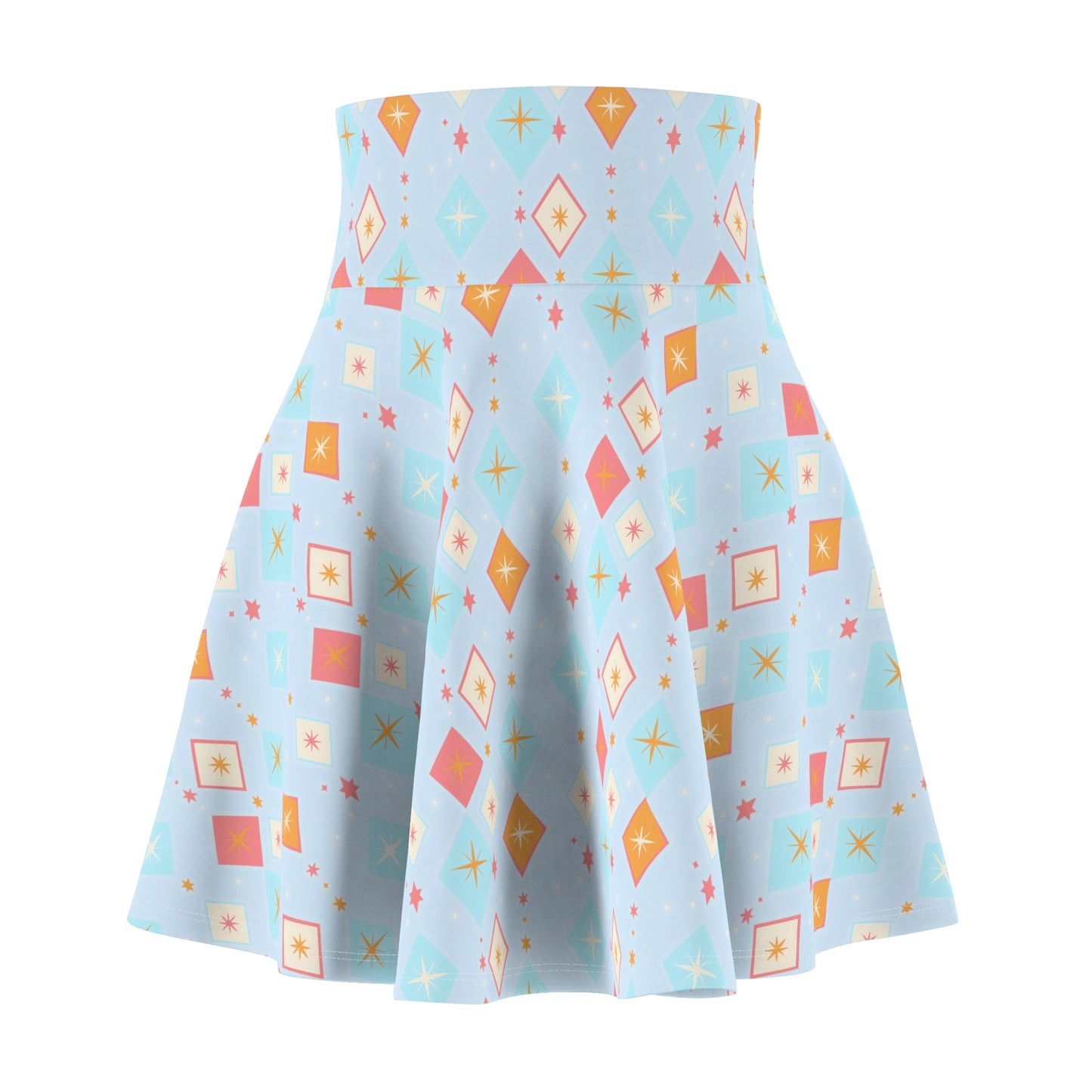 Women's Skater Skirt Diamond Star Light Blue