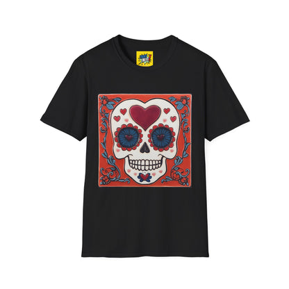 Valentine's Sugar Skull themed Unisex Soft-style Tee - 11