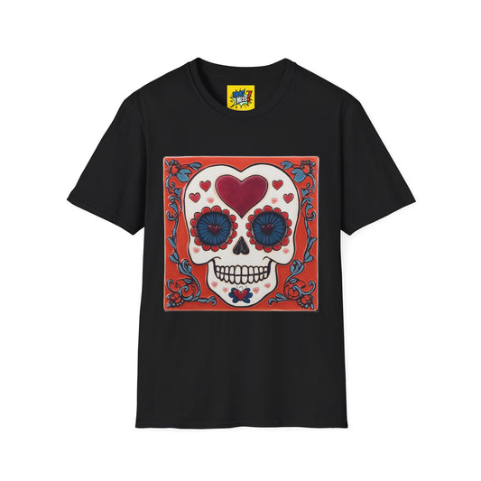 Valentine's Sugar Skull themed Unisex Soft-style Tee - 11