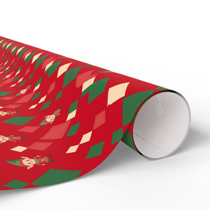 Wrapping Papers Christmas Elves Dance Red