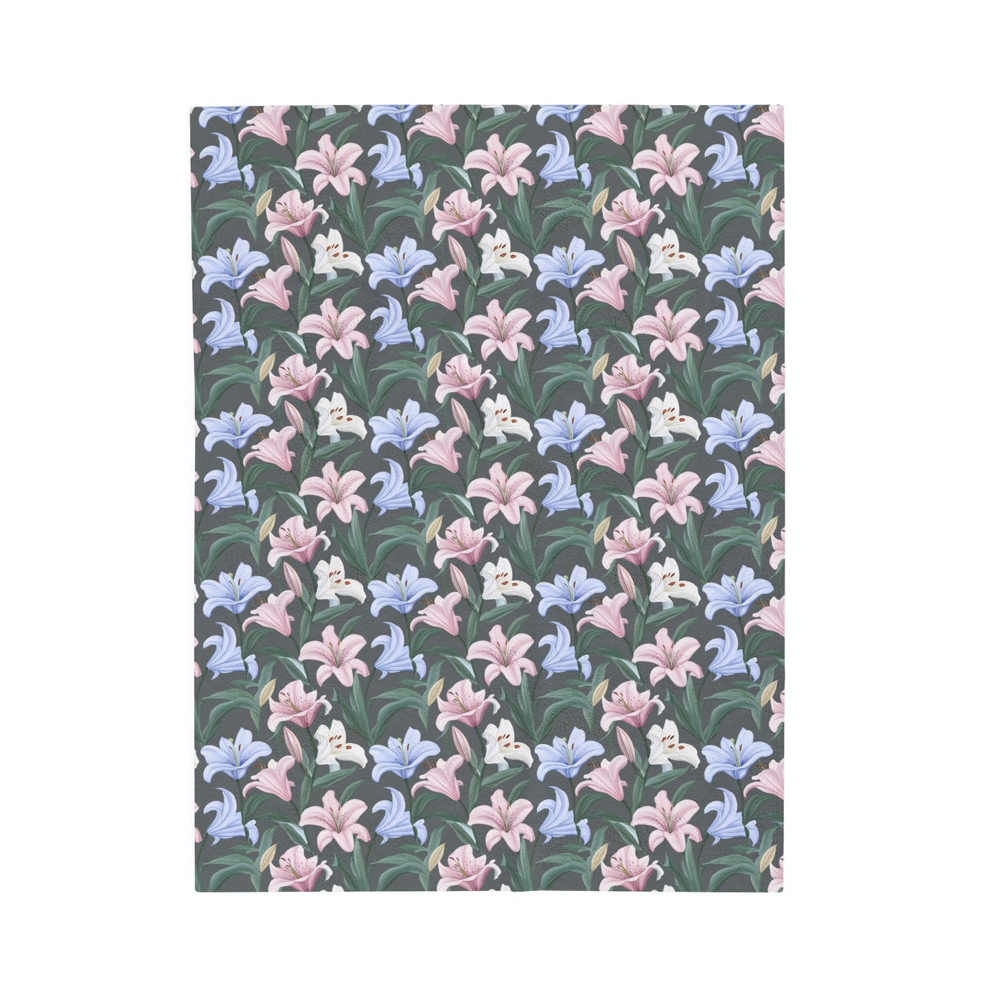 Velveteen Plush Blanket - Flower Floret - Grey