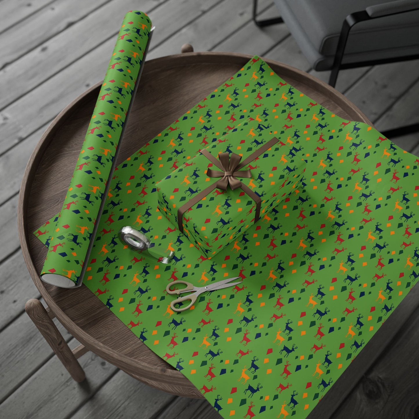 Wrapping Papers Christmas Reindeer Green