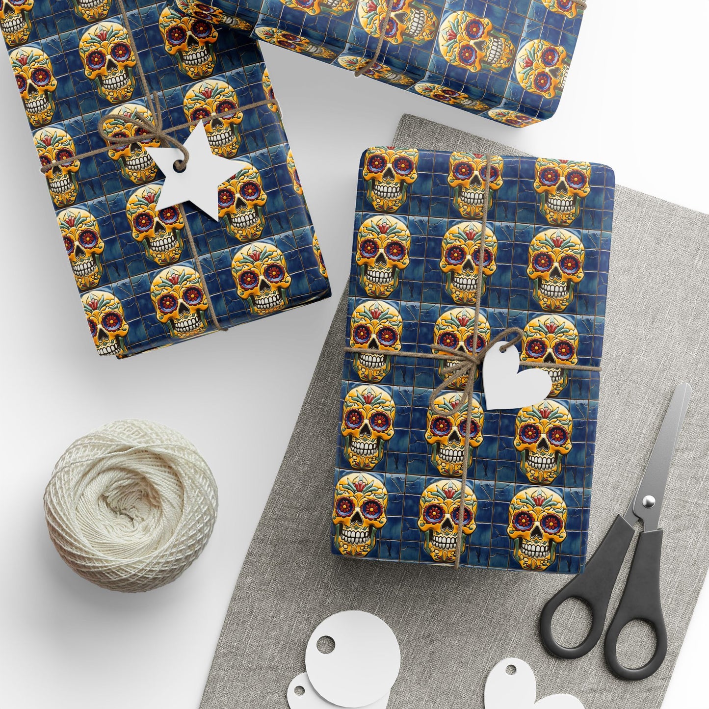 Wrapping Papers Day of the Dead Dia de Los Muertos - Sugar Skull Festive, Celebration Gift, 002