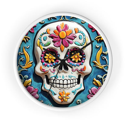 Sugar Skull Wall Clock 01 Day of the Dead Dia de Los Muertos Halloween Decor