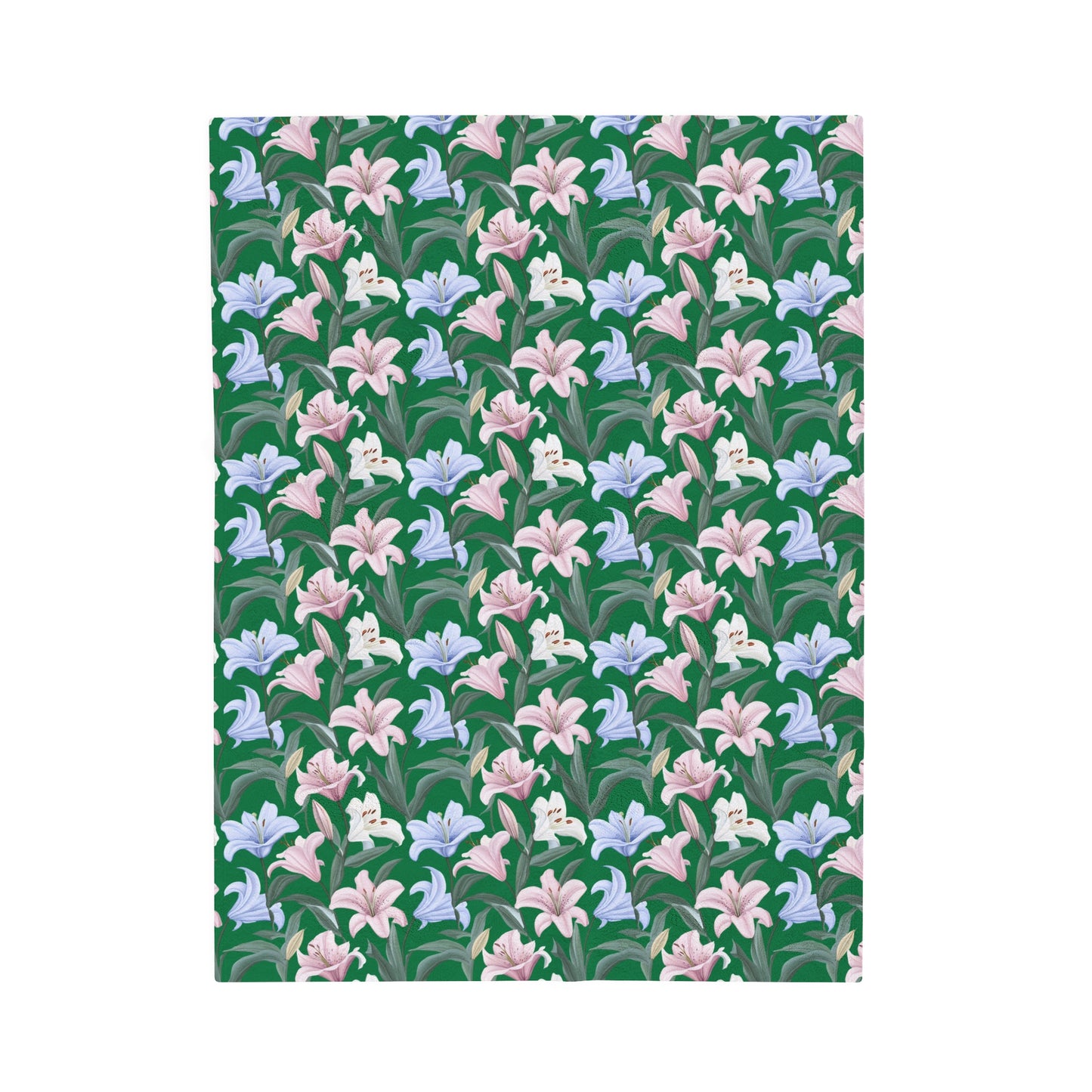 Velveteen Plush Blanket - Flower Floret - Green