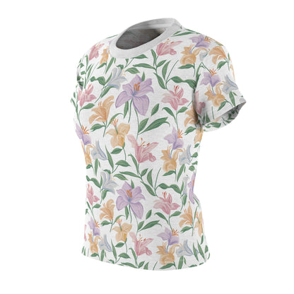 Women's Cut & Sew Tee - Flower Bouquet Print - White