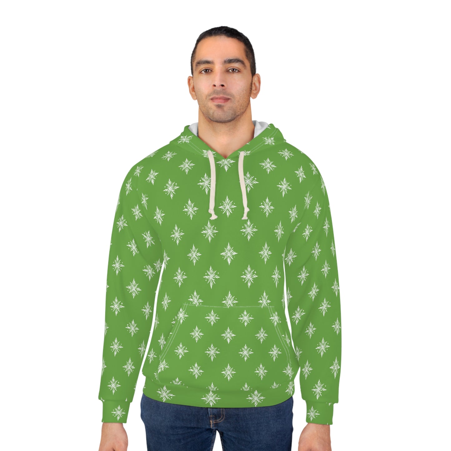 Unisex Pullover Hoodie Geometric Snowflake 002 Green