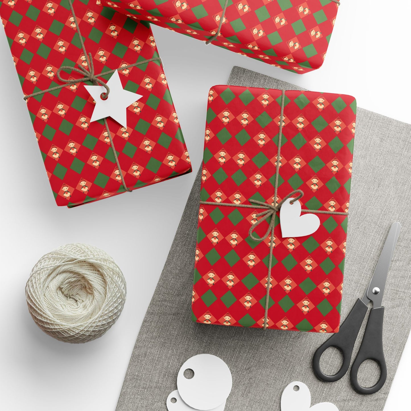 Wrapping Papers Christmas Elves Clog Red